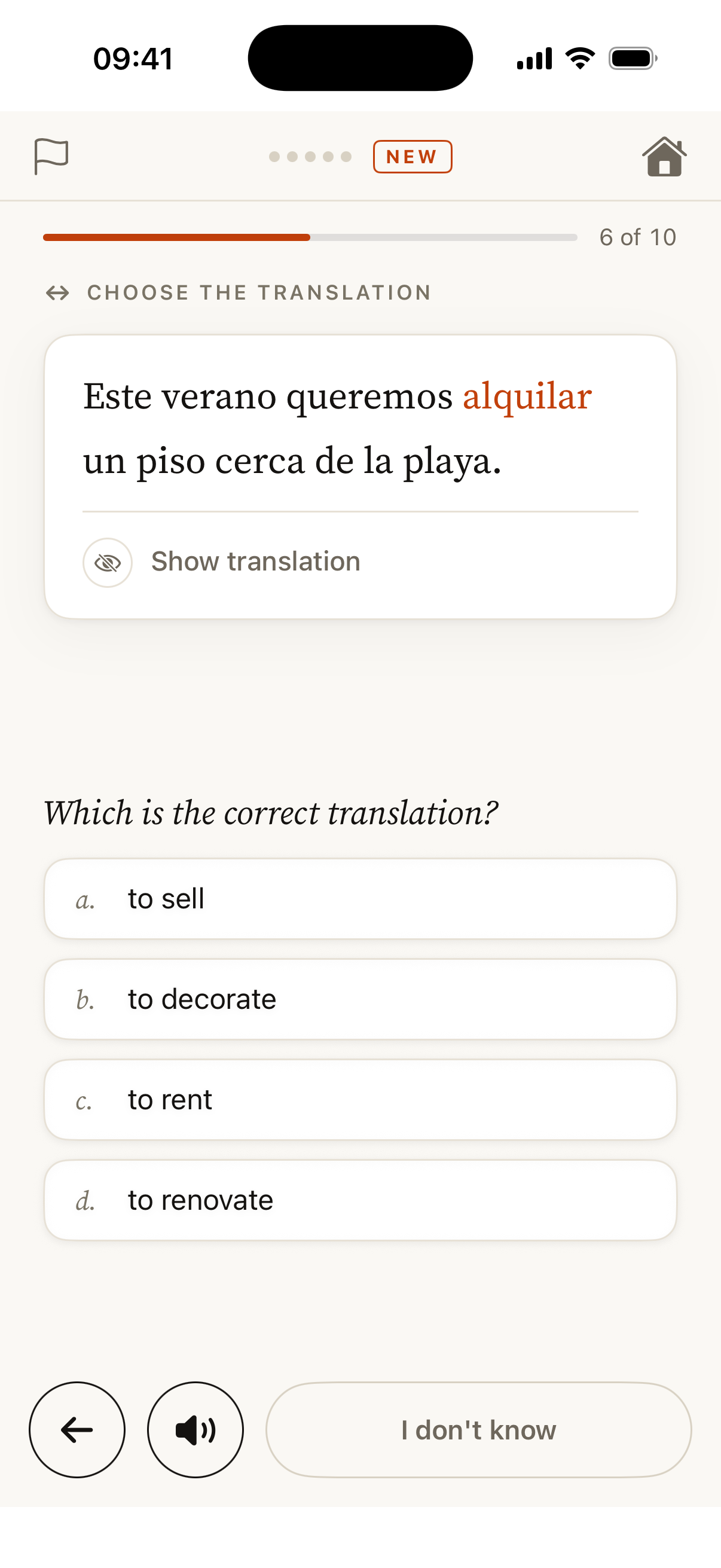 Multiple choice exercise
